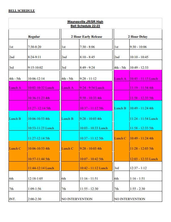 bell schedule